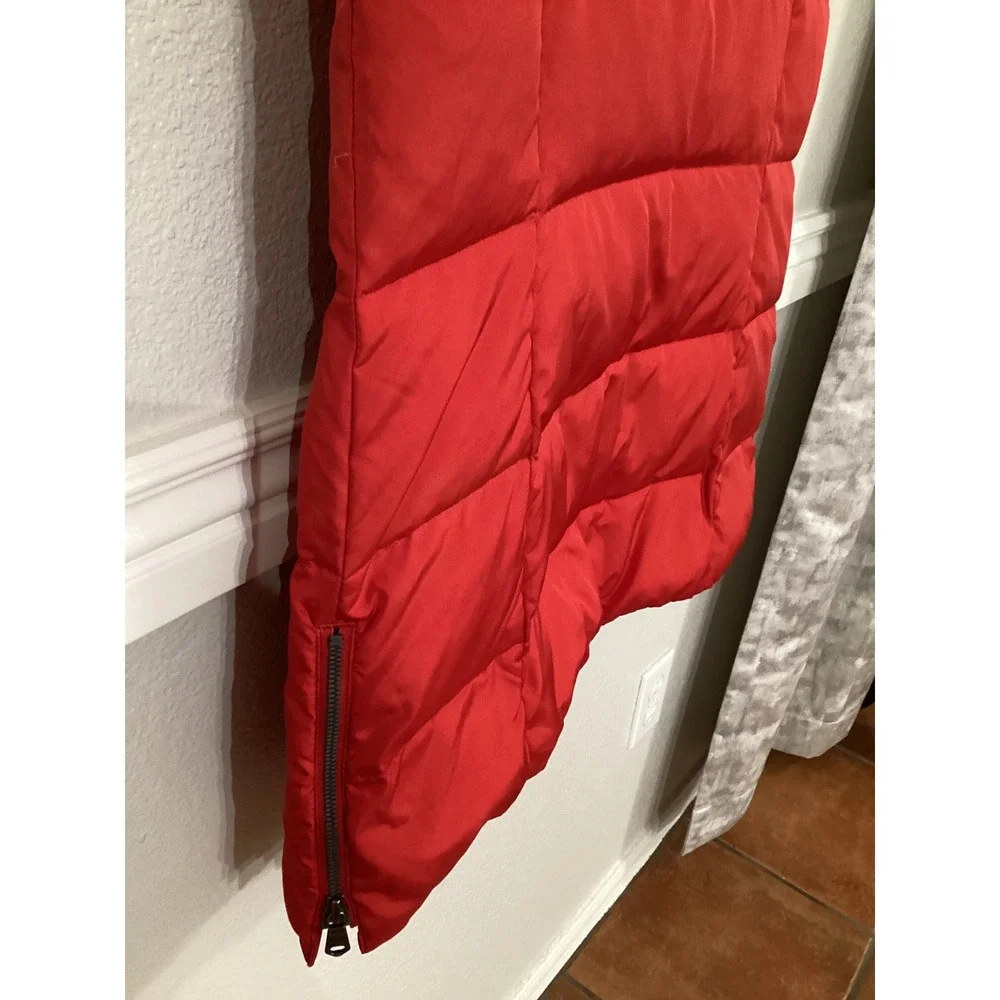 J Jill‎ Womens Red Quilted Down Puffer Vest Stand Collar Zip Front Medium